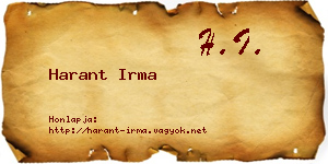 Harant Irma névjegykártya